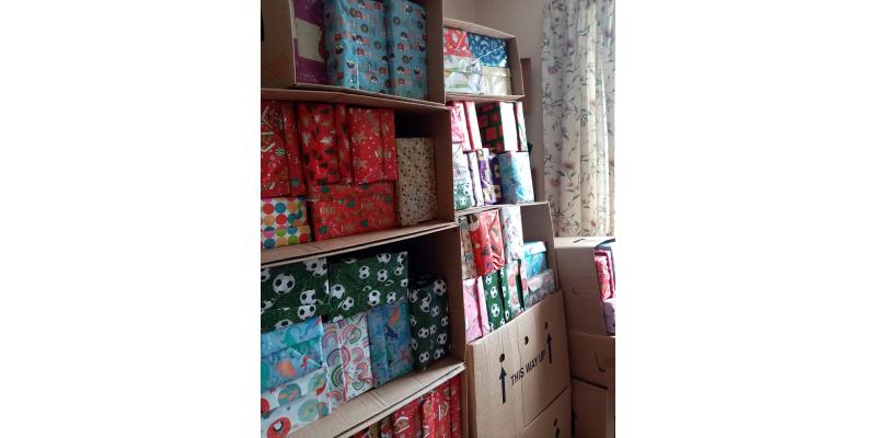 shoebox gifts ready for filling