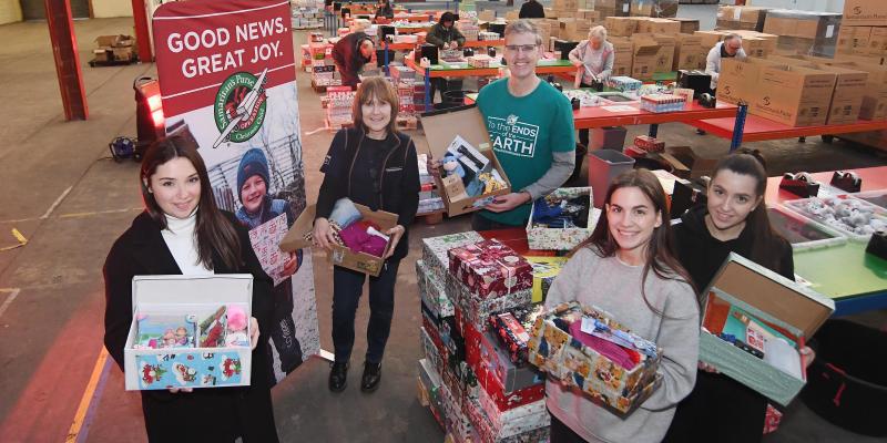 Members of the Widley group with Operation Christmas Child UK Director Nick Cole