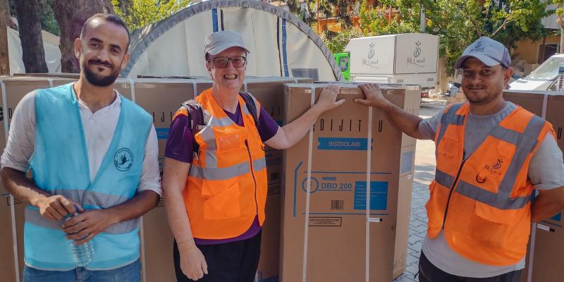 The DART response to Turkey last year—Sharon working with local partners to distribute essential supplies.