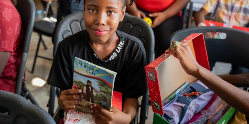 As well as their shoebox, each child received The Greatest Gift—a child friendly Gospel presentation.