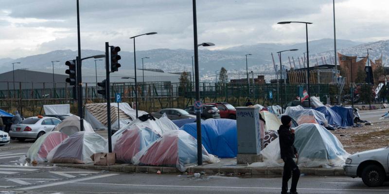 Some families on the move have been forced to stay in makeshift camps.