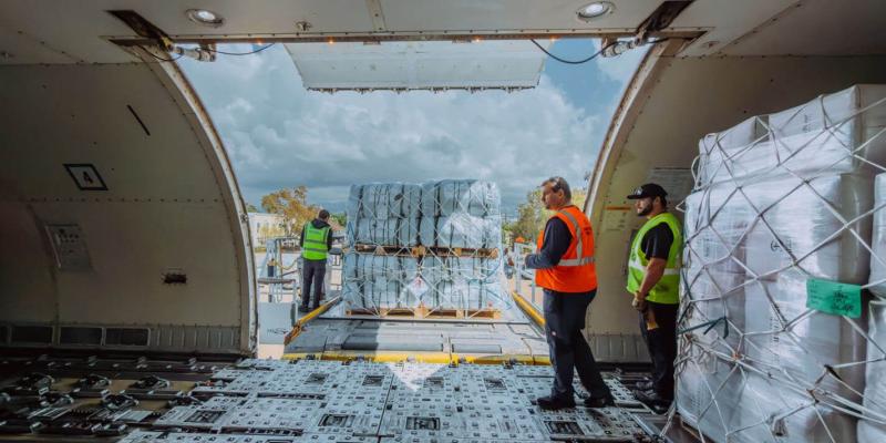 Relief supplies were unloaded in Beirut on Tuesday.