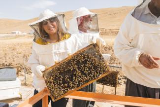 lady with bees