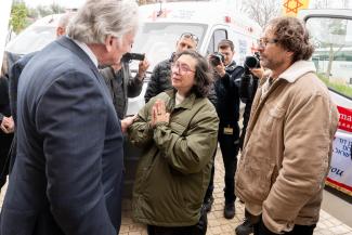 FRANKLIN GRAHAM COMFORTED THOSE WHO HAD GATHERED TO REMEMBER THE FALLEN MAGEN DAVID ADOM MEMBERS.