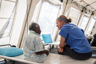 THE ELDERLY ARE AMONG THE MOST VULNERABLE AFTER DISASTERS. TREATING THEM MEDICALLY AND OFFERING EMOTIONAL SUPPORT ARE IMPORTANT TO THEIR CARE.