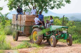 SHOEBOX GIFTS were transported by tractor to remote villages in the mountains.