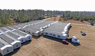 These mobile homes—just off the line—were manufactured for Samaritan's Purse to include enhanced features aimed at storm safety and durability. We are working through the permitting process and site preparation to get these homes to families in need as quickly as possible.