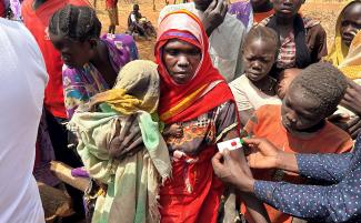Earlier this year, armed forces broke into Amira’s hometown, raping women caught outside and killing men indiscriminately. Now, with little food and no land, she must provide for what family she has left. “I was surprised that you came here with food. I was very happy and overjoyed.” —Amira, internally displaced mother in Sudan