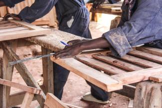 Displaced children are learning carpentry skills to help provide for themselves and their families in Bunia, the Democratic Republic of the Congo.