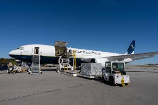 Our plane was loaded with food and other relief supplies on Friday, Oct. 24.