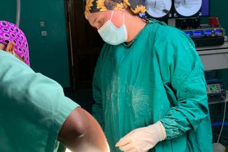 Skylar joined in assisting a surgeon performing an orthopaedic procedure.