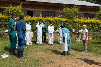 Medical teams train with PPE as Ebola patients continue to arrive at local medical centres in Ituri Province.