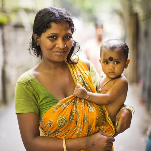 rescued woman and child
