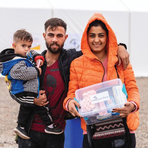 family with hygiene kit
